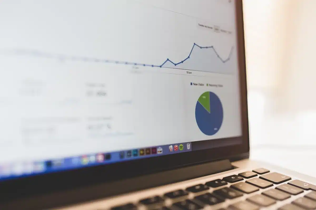Schermo di computer con strumenti di monitoraggio e analisi dati