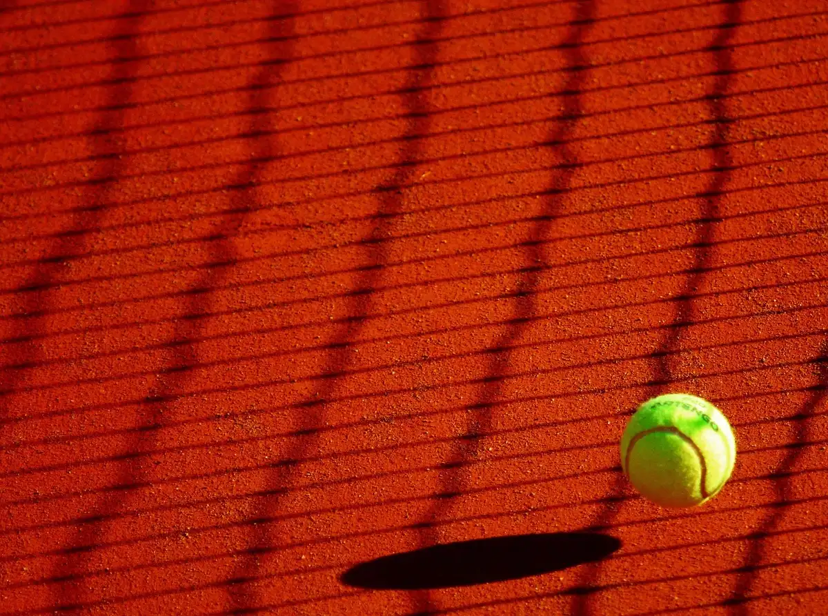 Palla da tennis fuori dal campo verso le tribune